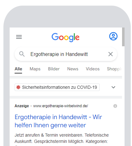 Ein lokales Anzeigenbeispiel für Mobilgeräte.